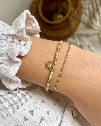 Bracelet double rangs fleur OLI