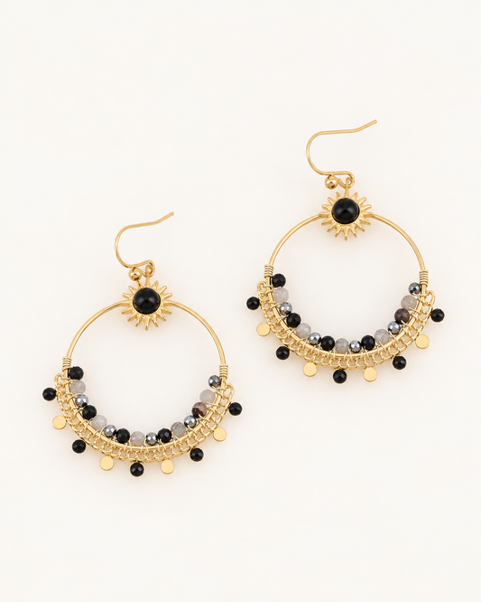 Boucles d'oreilles en pierres naturelles soleil ODILE