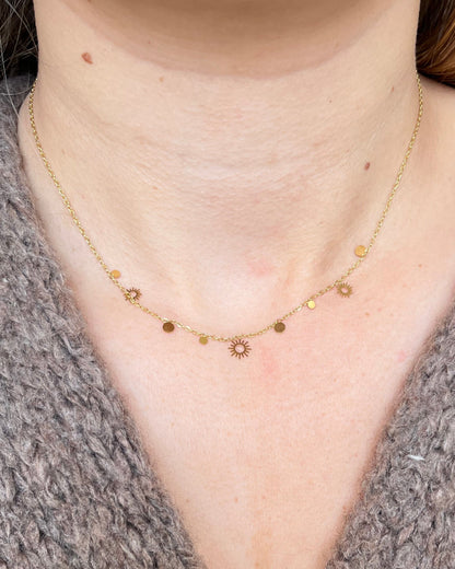 Collier breloque soleils et ronds doré Acier inoxydable SOLENA