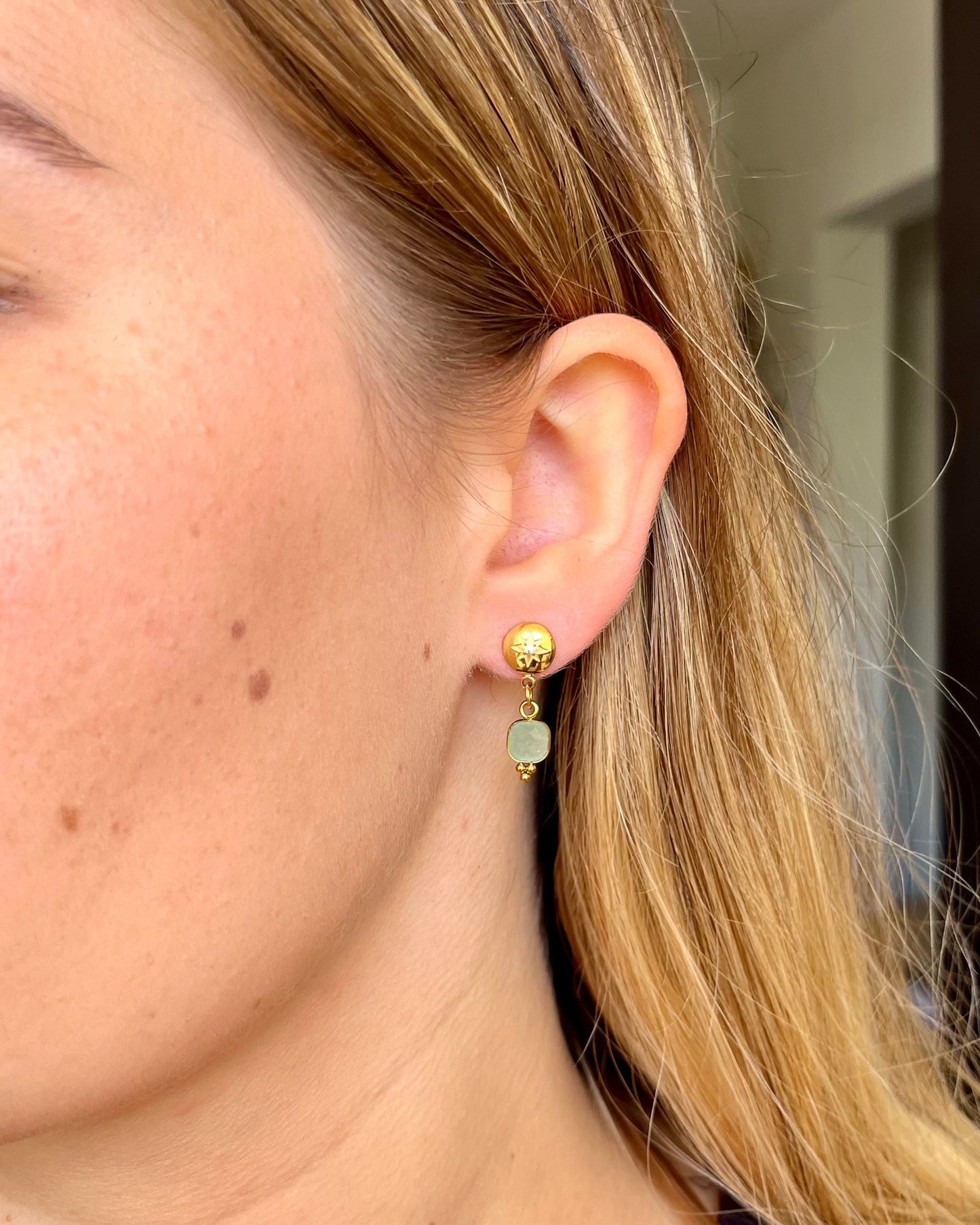 Boucles d'oreilles pierre naturelle et rond LOLITA
