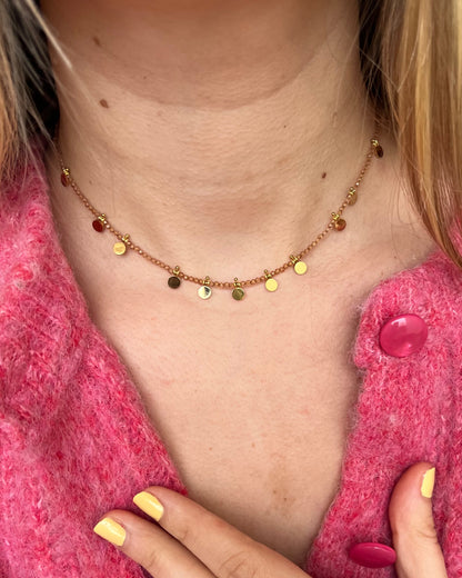 Collier avec perles pâtes de verre champagne - LILOU