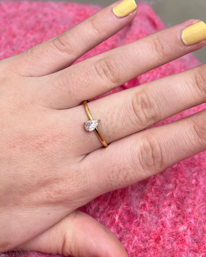 Bague avec goutte strass Acier inoxydable KELLY