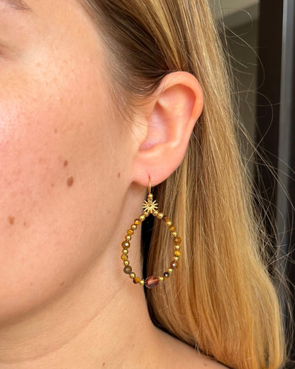 Boucles d'oreilles pierres naturelles soleil Ulysse
