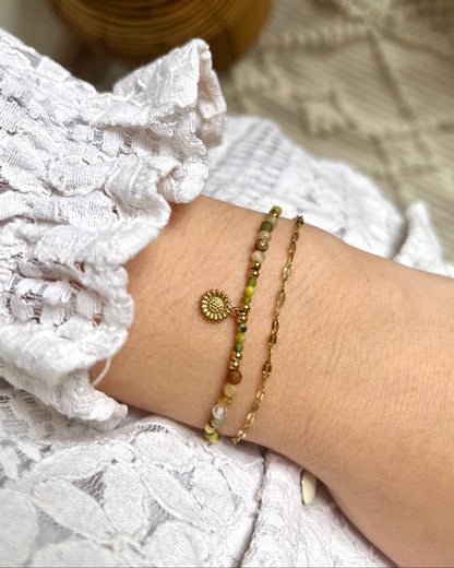 Bracelet double rangs fleur OLI