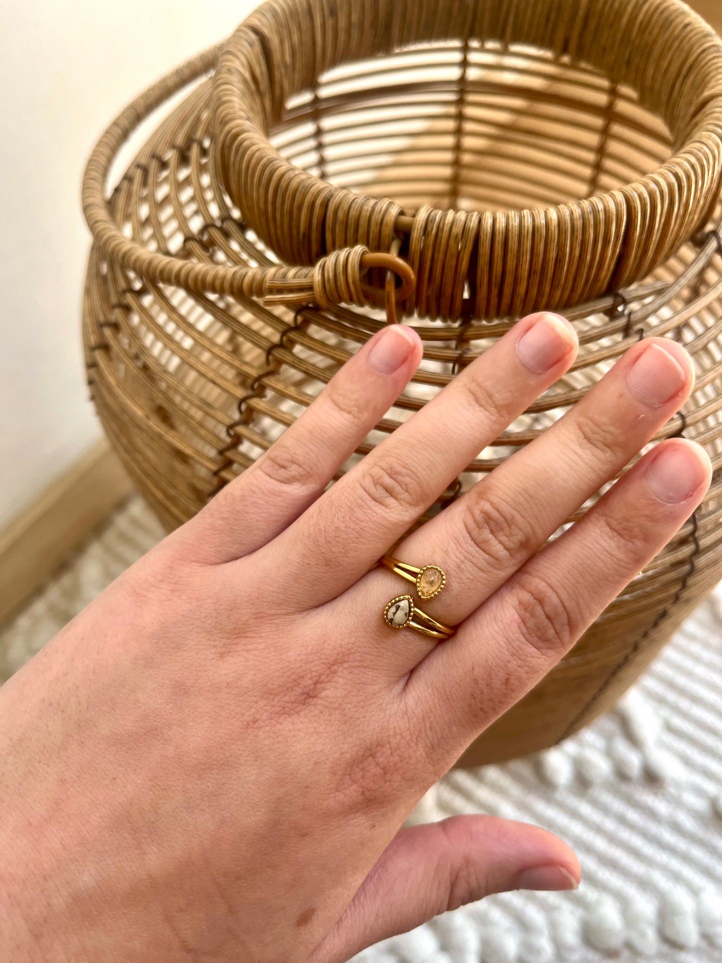 Bague duo pierres naturelles TANDEM