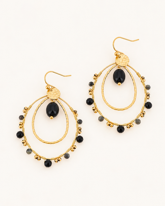 Boucles d'oreilles en pierres naturelles bohèmes HILDA