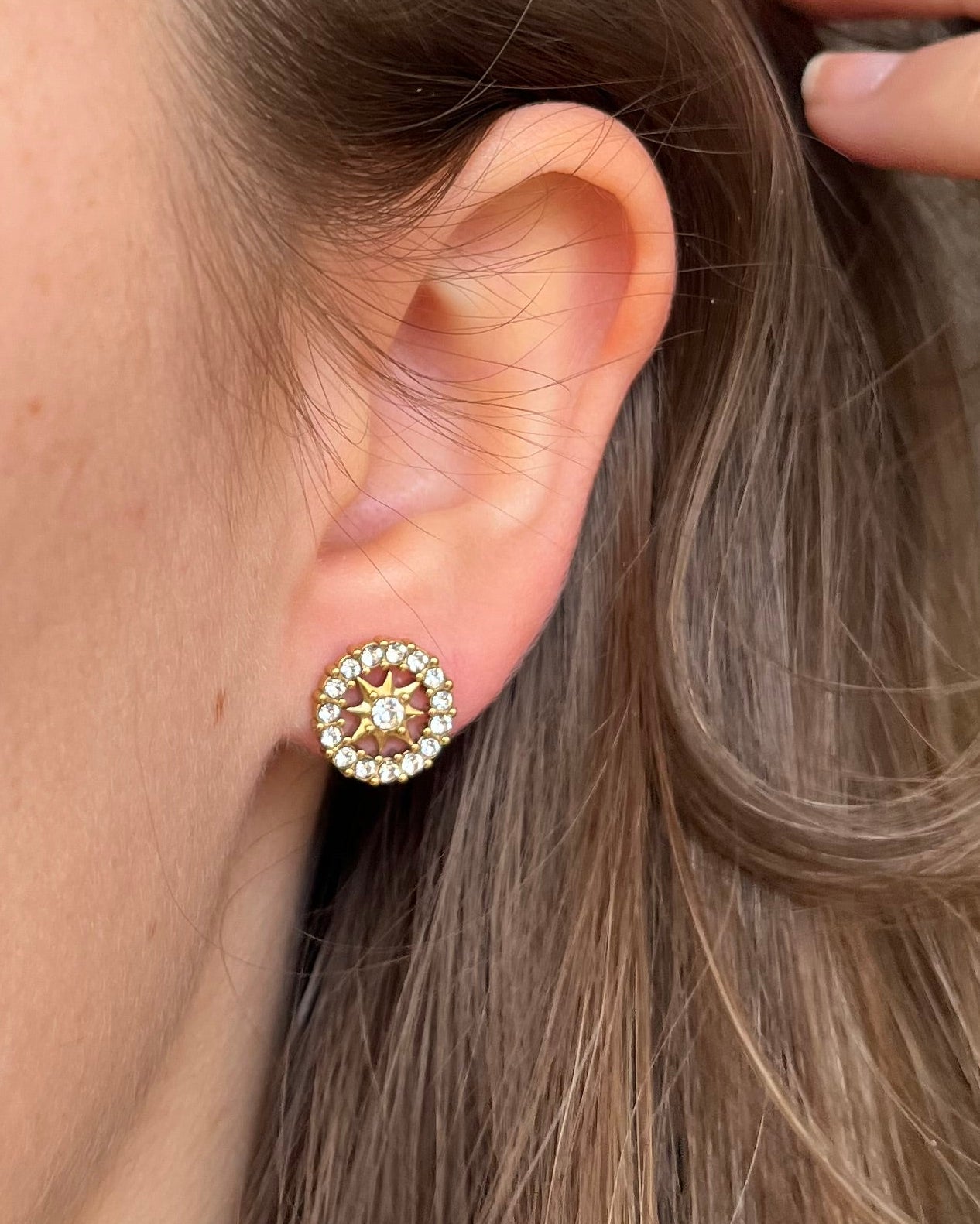 Boucles d'oreilles puces étoile du nord strass FAISCA