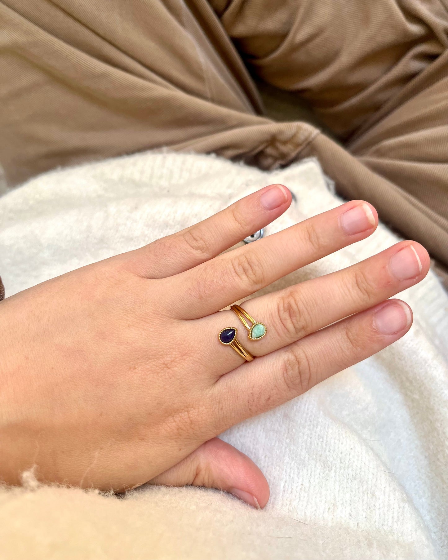 Bague duo pierres naturelles TANDEM