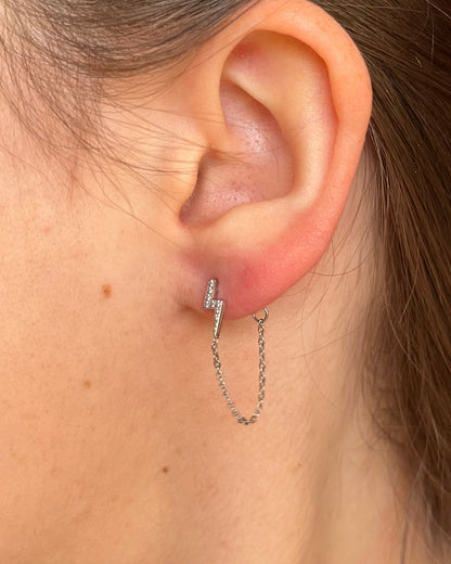 Boucles d'oreilles éclair avec chaîne et strass FLASH