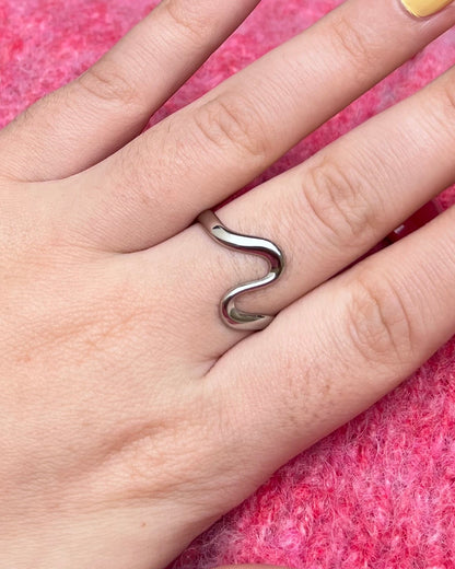 Bague vague argenté Acier Inoxydable VAGUE