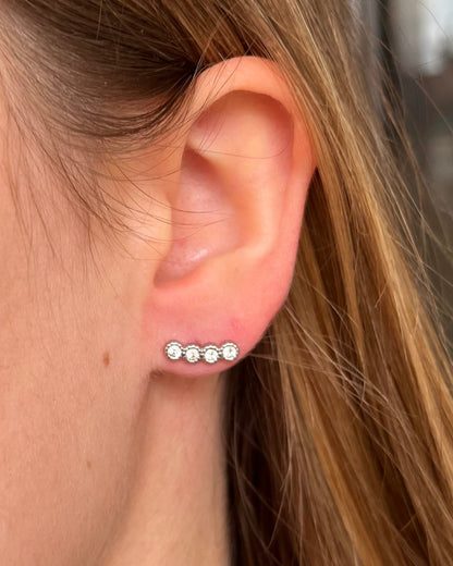 Puces d'oreilles 4 strass argentés en acier inoxydable MIZA