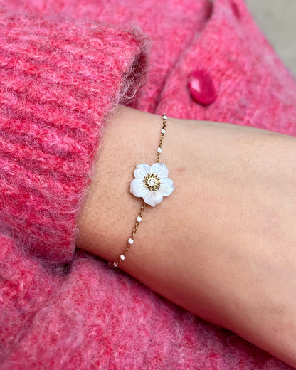 Bracelet fleur blanche en nacre féminin ALICE