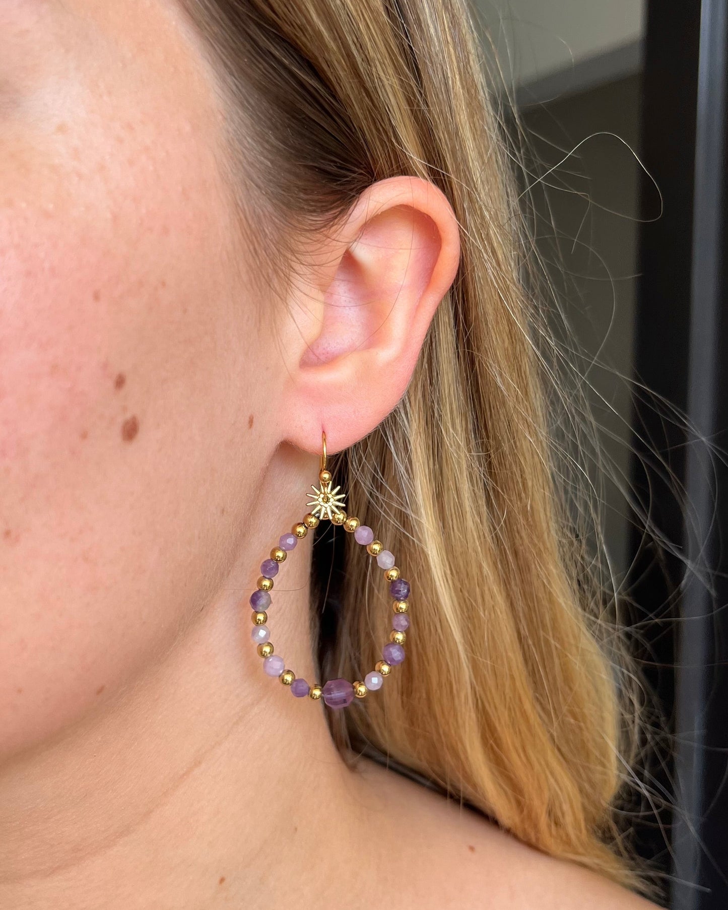 Boucles d'oreilles pierres naturelles soleil Ulysse