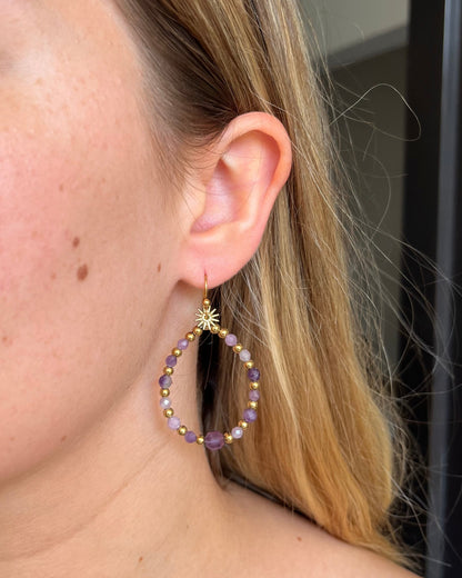 Boucles d'oreilles pierres naturelles soleil Ulysse