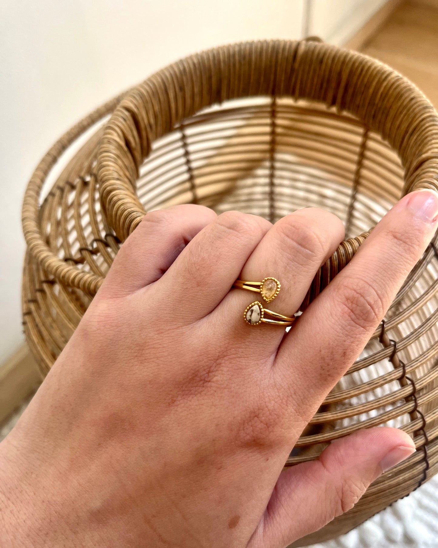 Bague duo pierres naturelles TANDEM