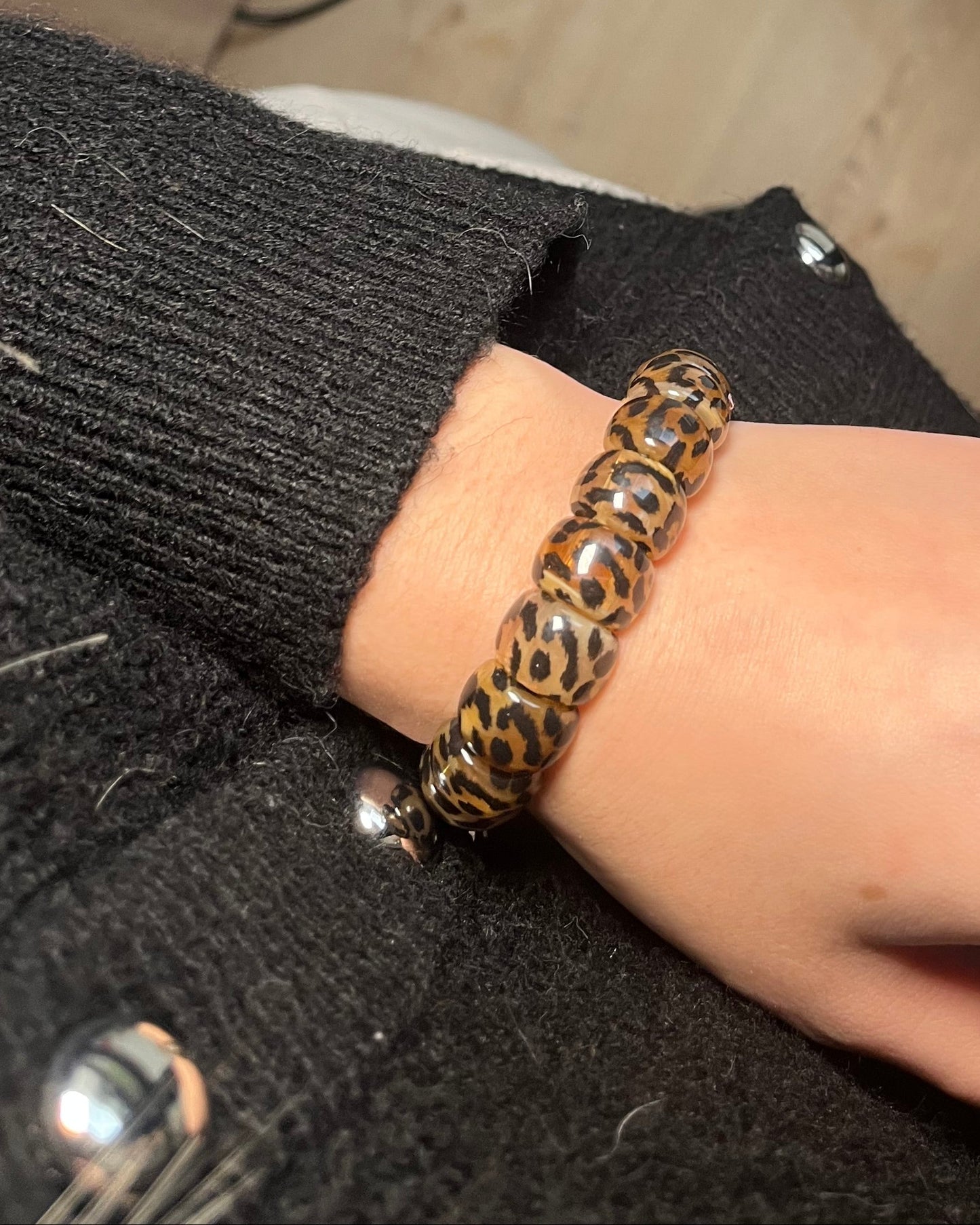 Bracelet résine élastique léopard MARTINE