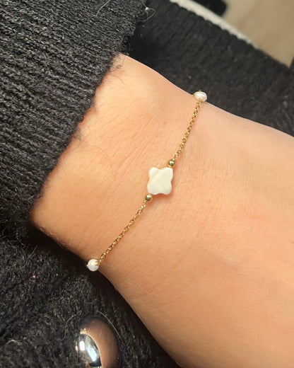 Bracelet trèfle blanc en nacre Acier inoxydable TREFLE