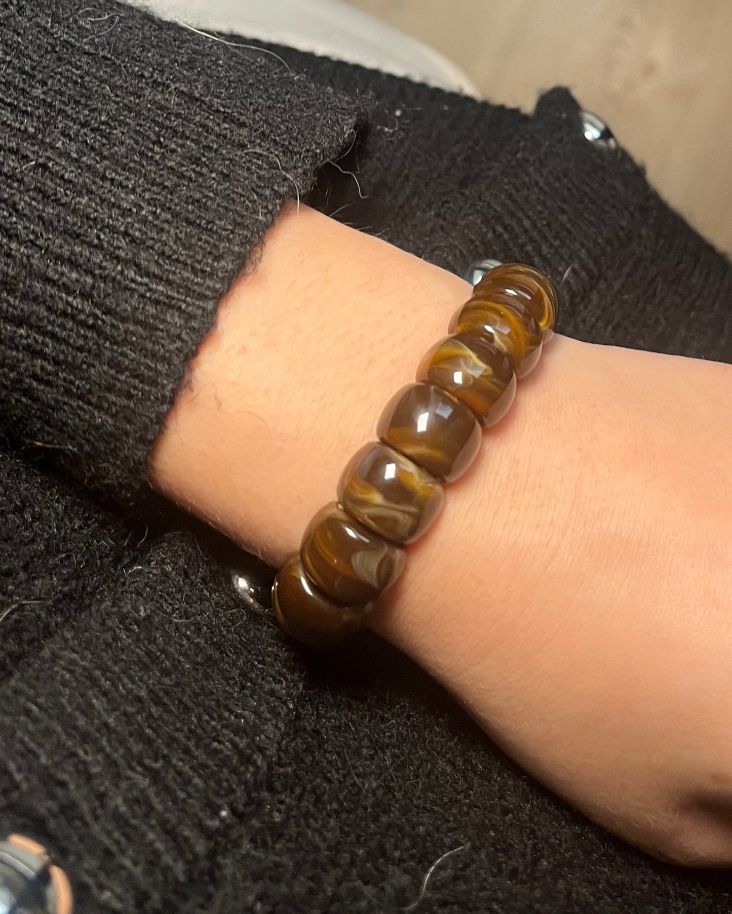 Bracelet résine marron élastique MARTINE