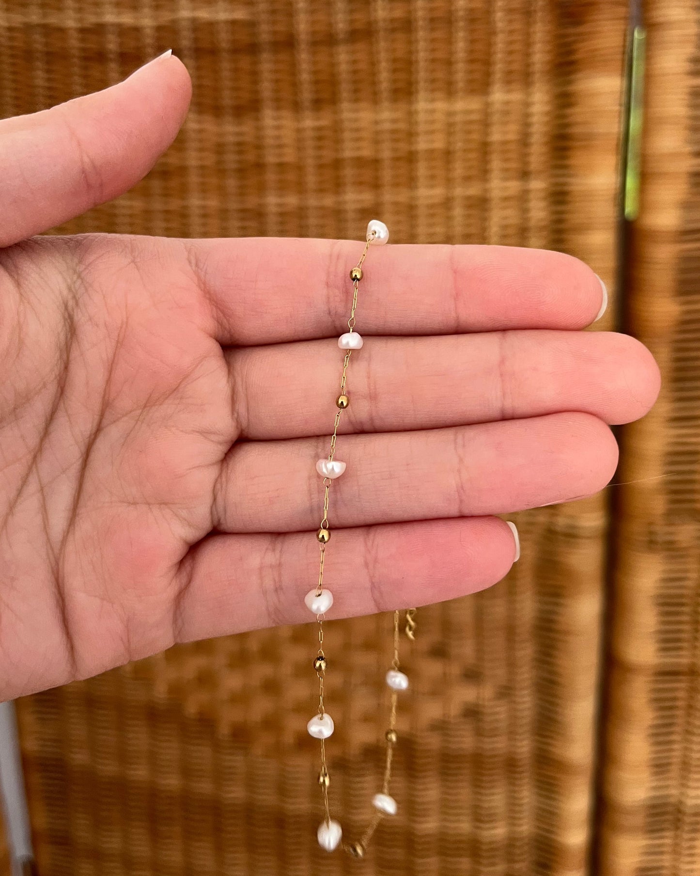 Bracelet de cheville soleil perles d'eau douce NOA