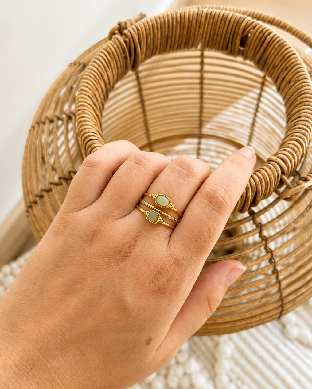 Bague double en pierres naturelles TESSA