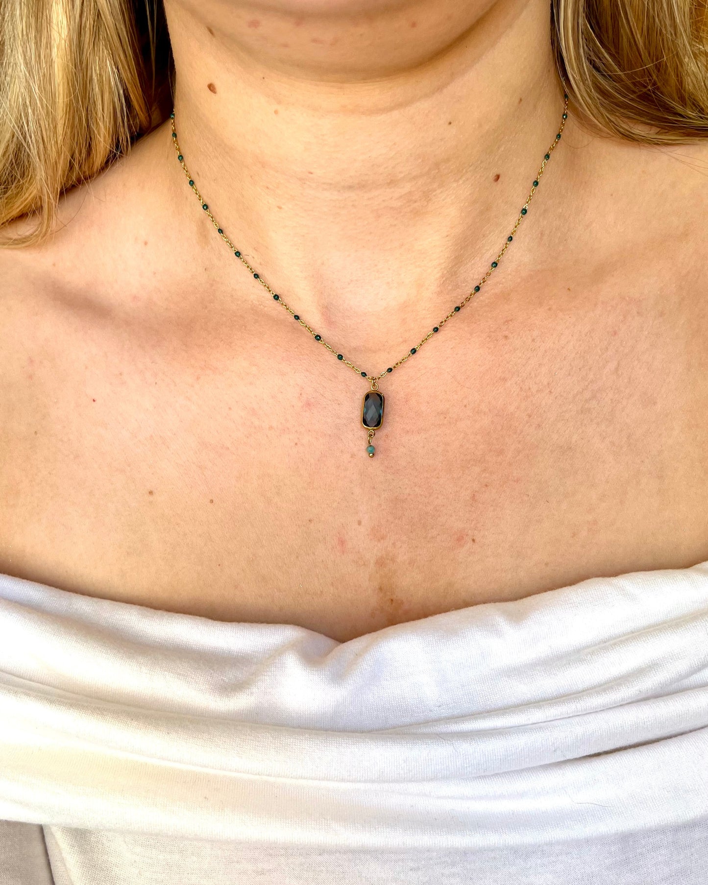 Collier cristal et pierre CLAIRE