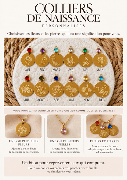 Collier pierre de naissance personnalisé