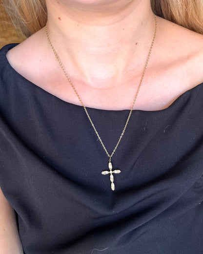 Collier croix chrétienne avec strass en acier RHODA