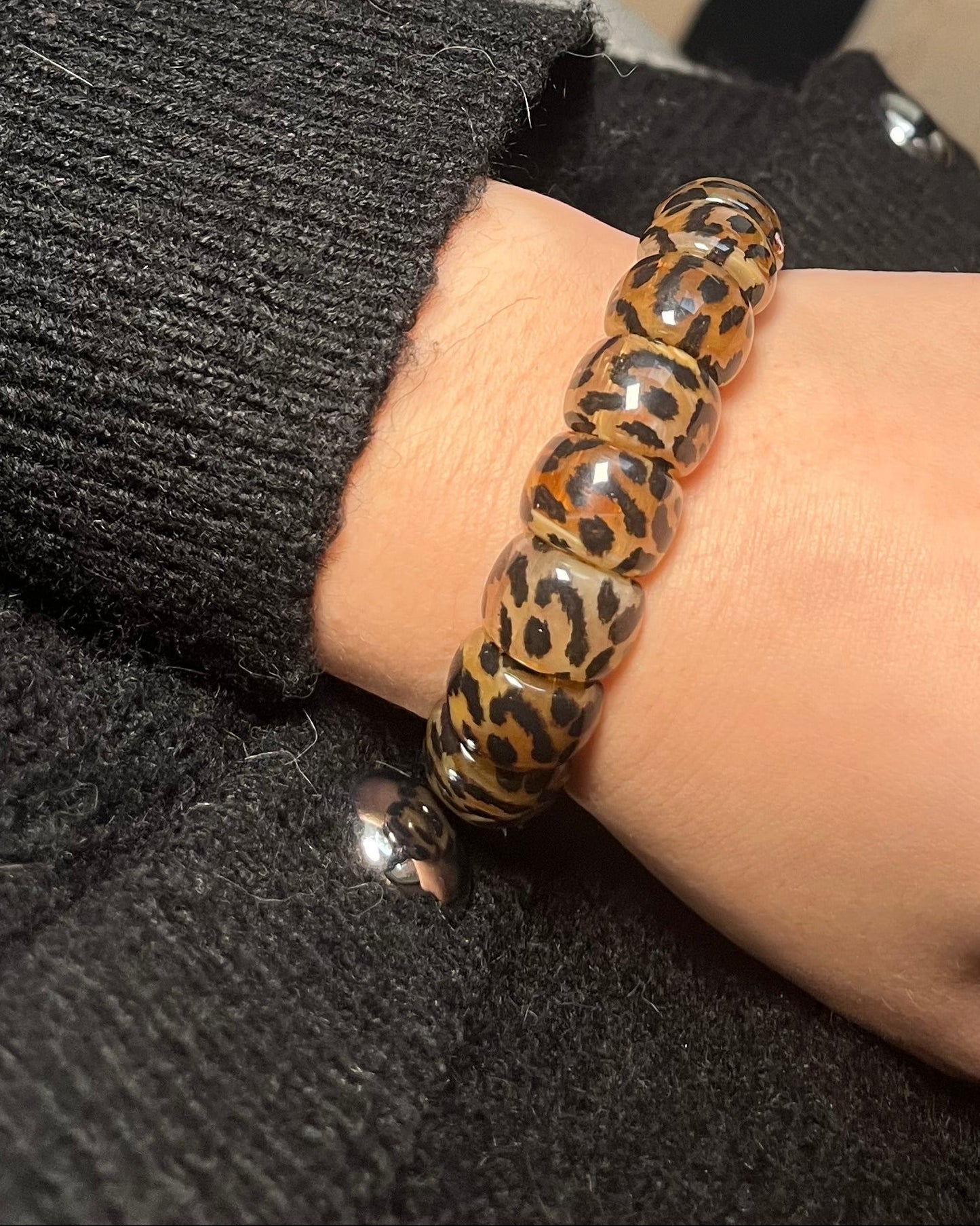 Bracelet résine élastique léopard MARTINE