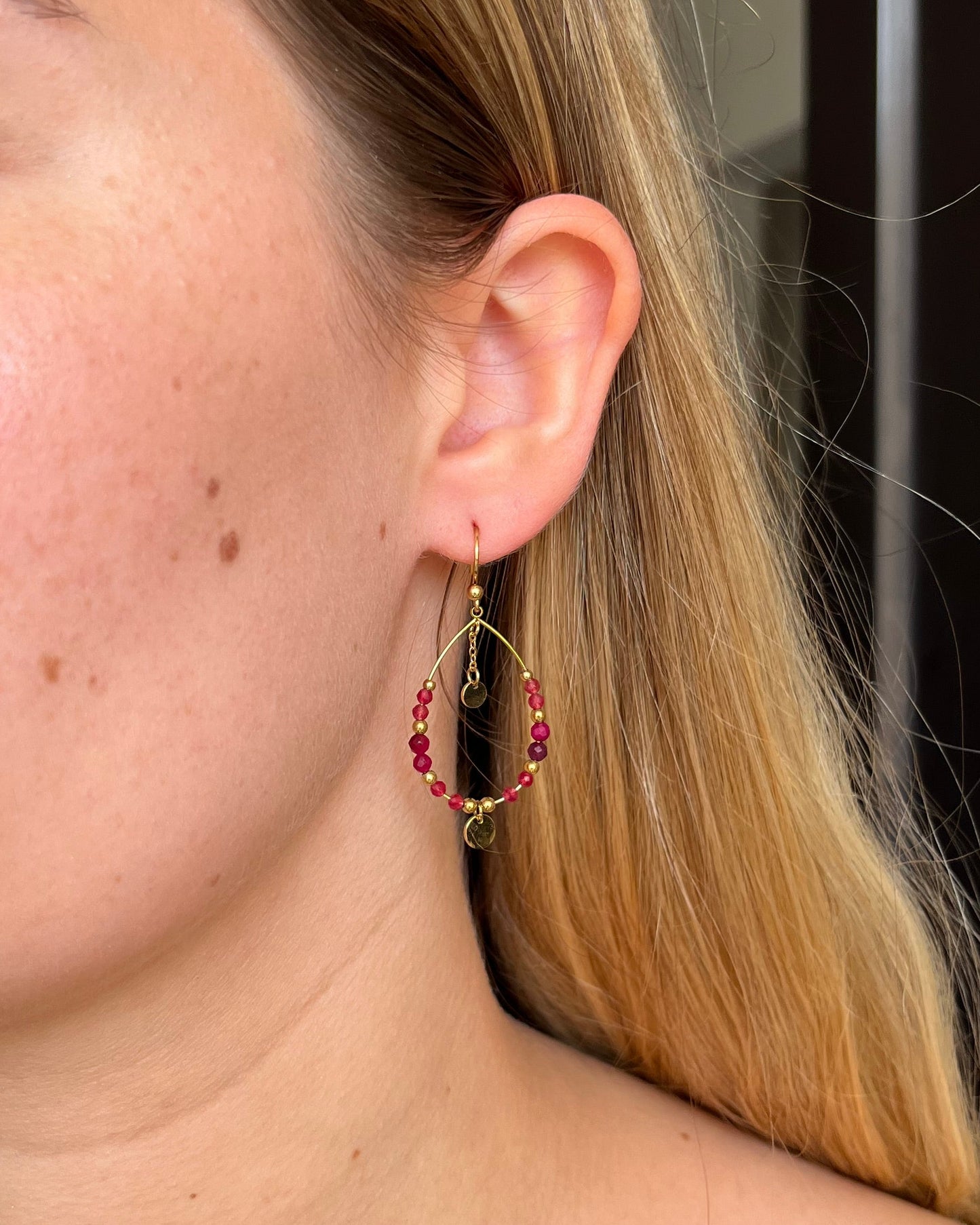 Boucles d'oreilles pierres naturelles et pastille PONNY