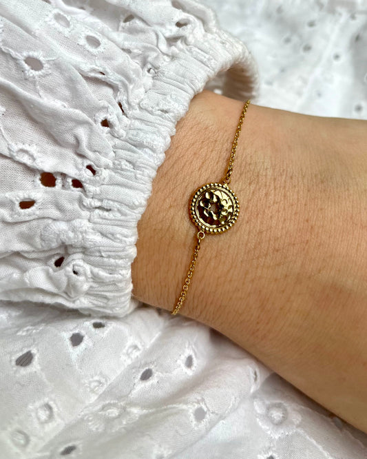 Bracelet doré médaille étoile Acier inoxydable