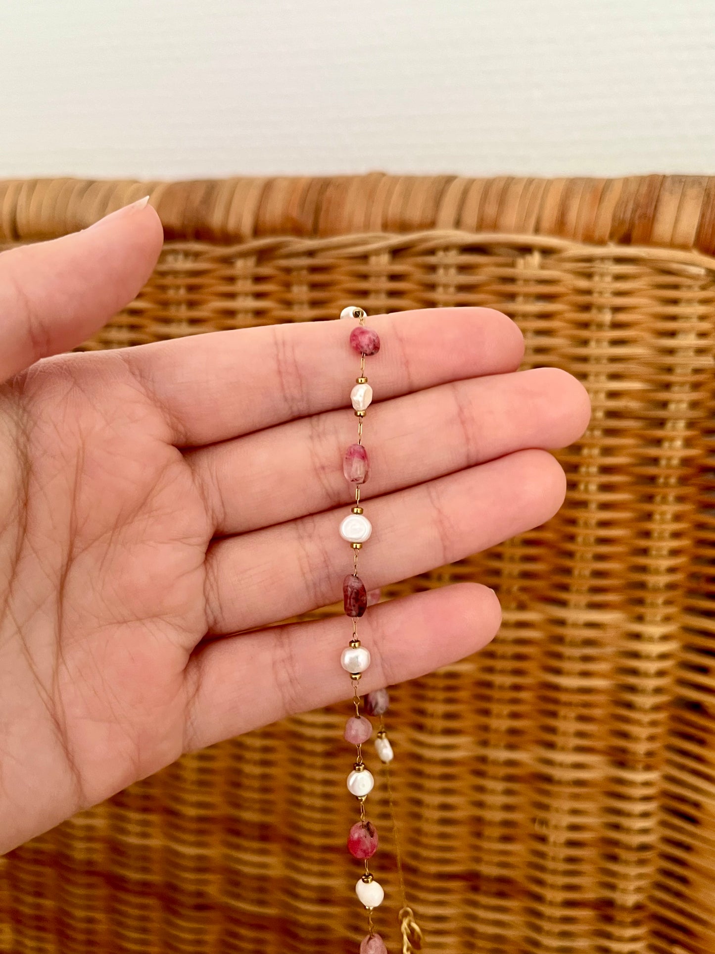 Collier perles d'eau douce et pierres naturelles ARIEL