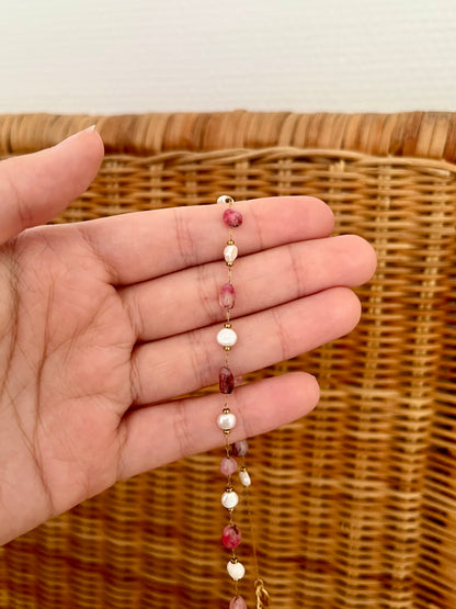 Collier perles d'eau douce et pierres naturelles ARIEL
