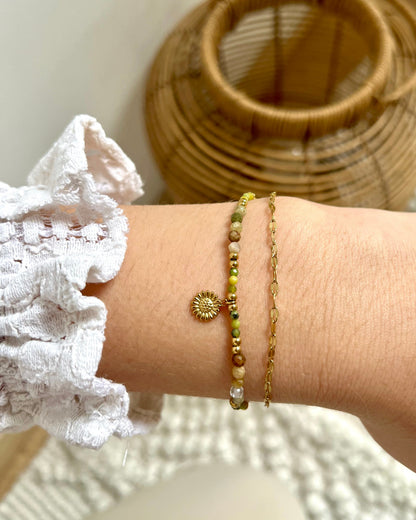 Bracelet double rangs fleur OLI
