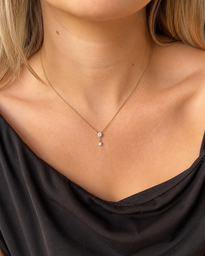 Collier double strass élégant en acier STRASS