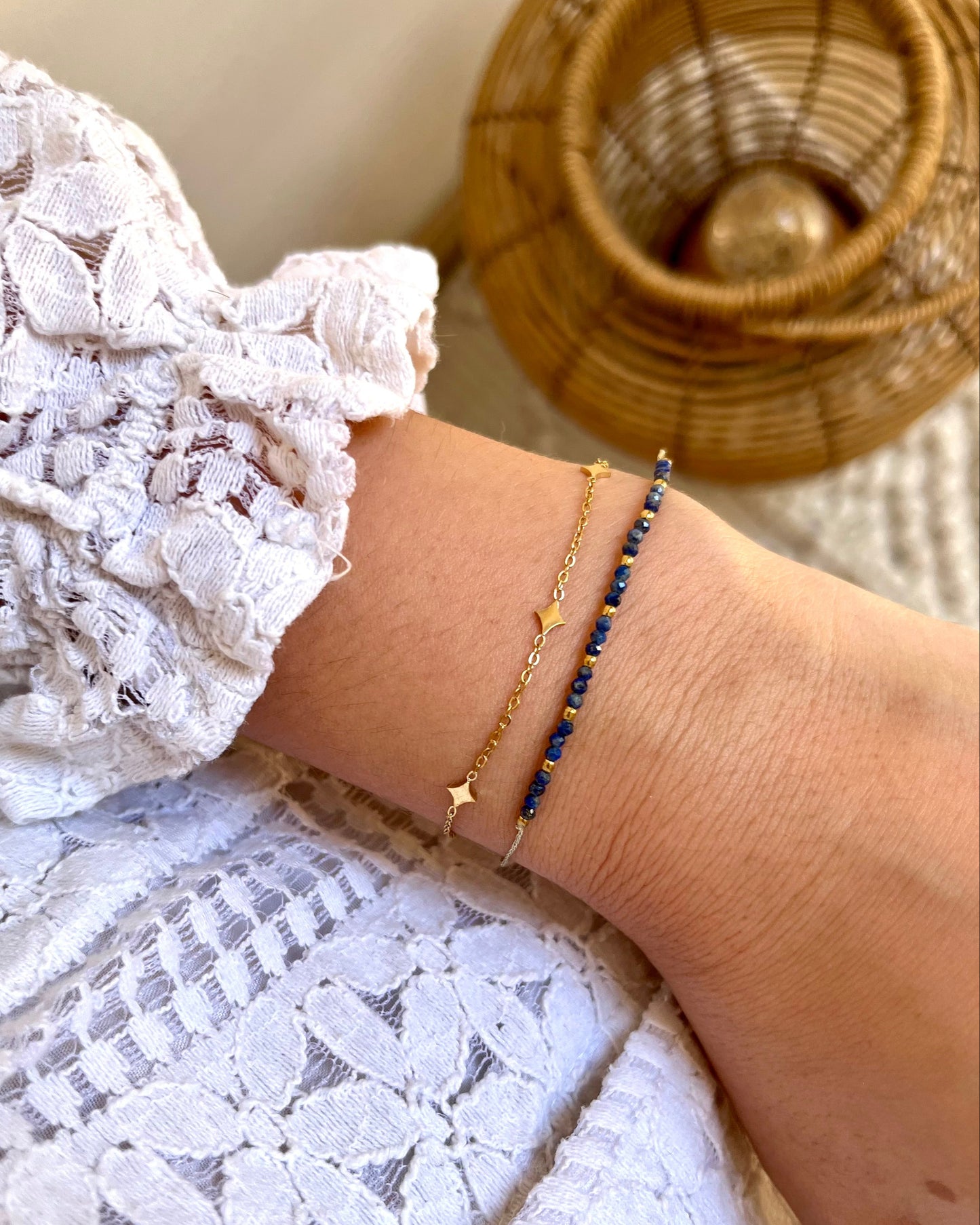 Bracelet double étoile pierre naturelle LOUISE