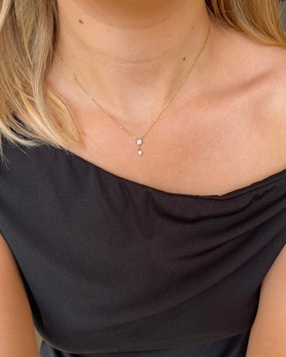 Collier double strass élégant en acier STRASS
