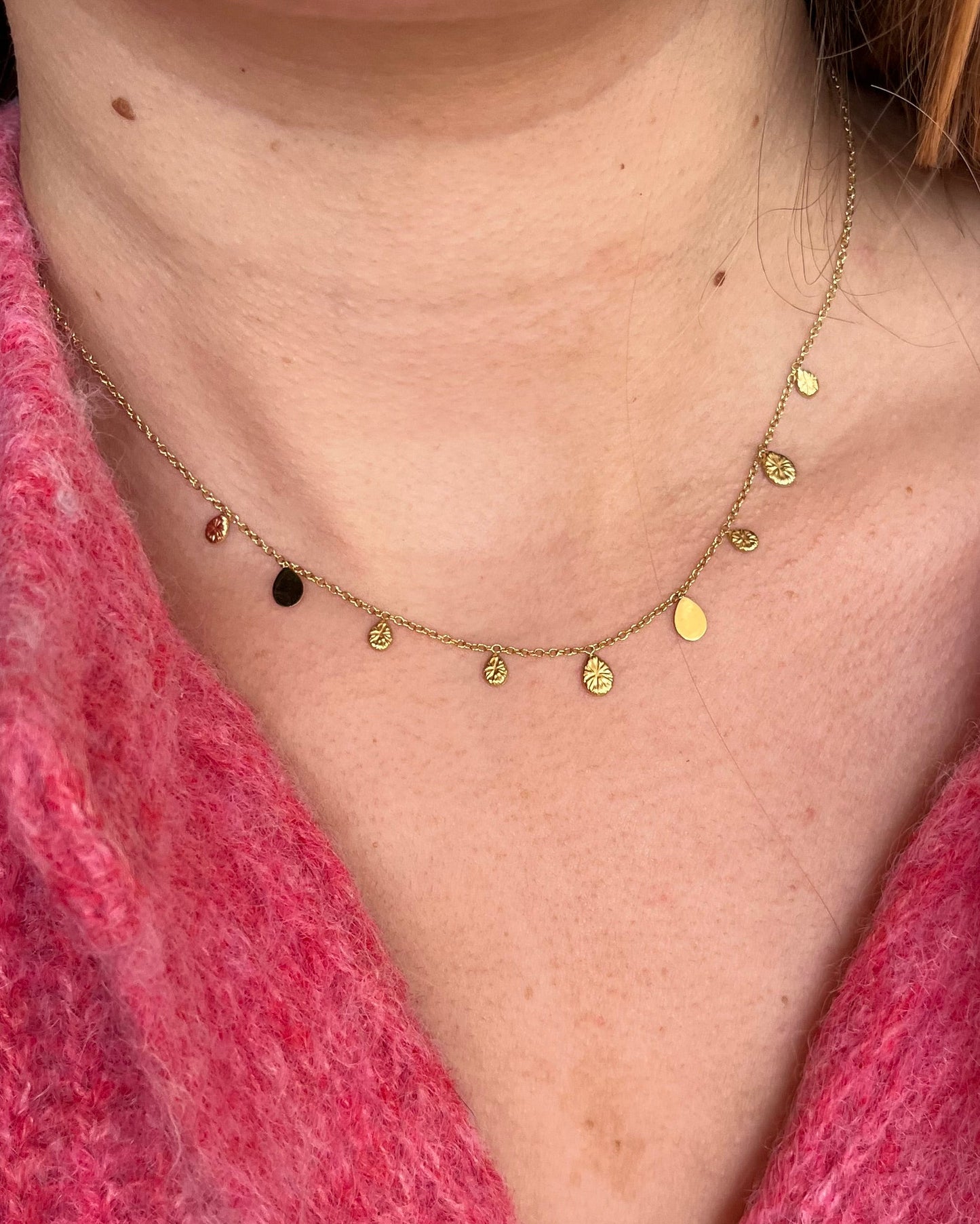 Collier doré pampilles gouttes ZOE