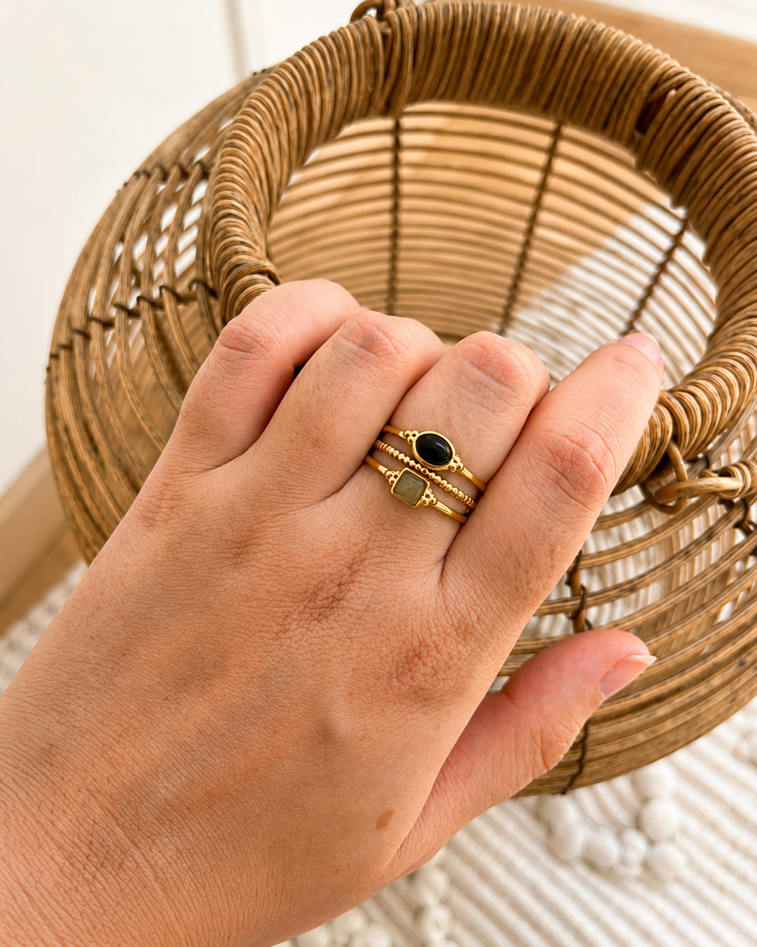 Bague double en pierres naturelles TESSA