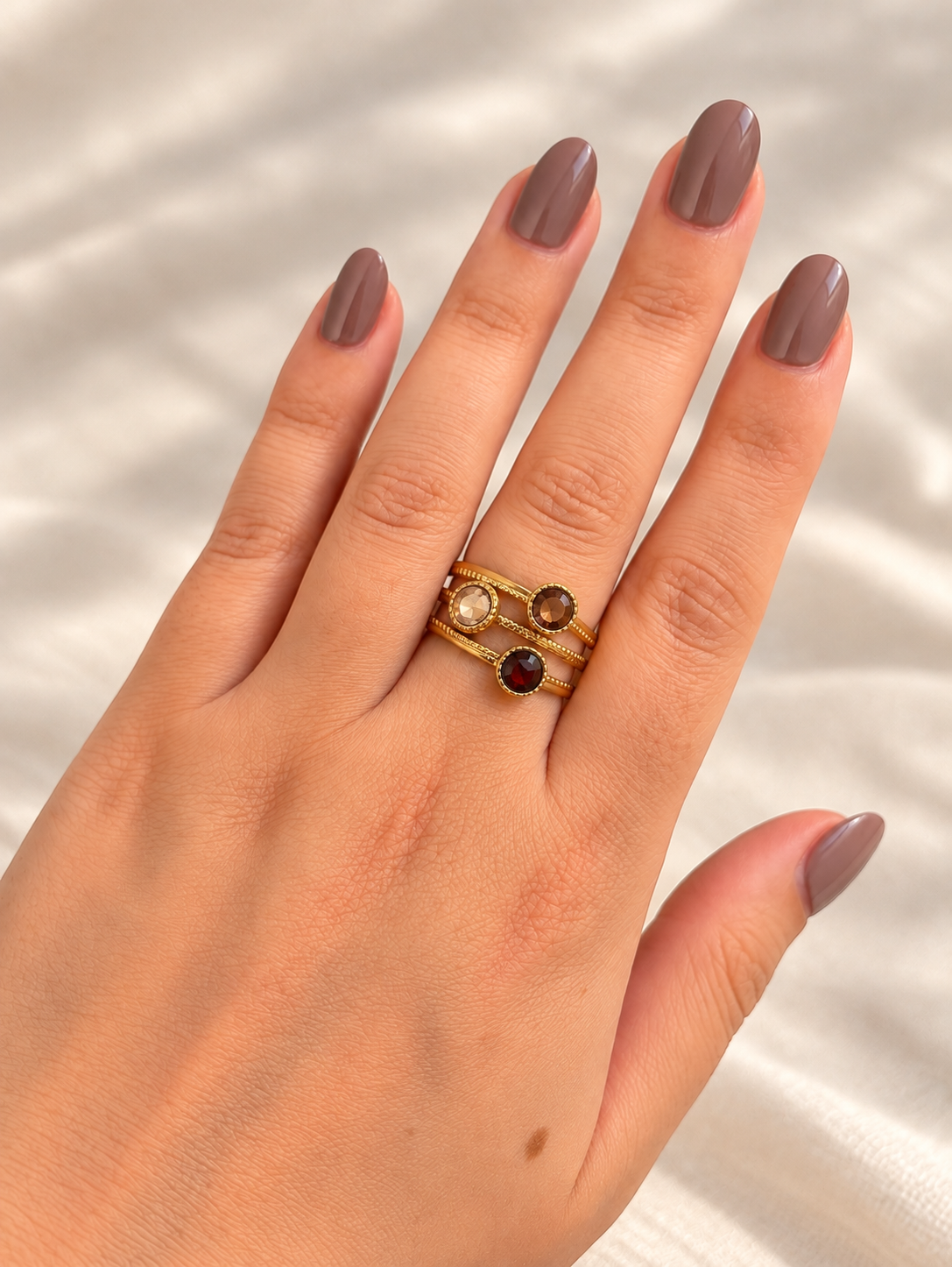 Bague 3 anneaux, ornée de 3 cristaux de Swarovski® DANAE