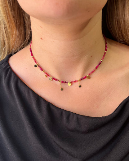 Collier avec pampilles rondes en pierres naturelles PONNY