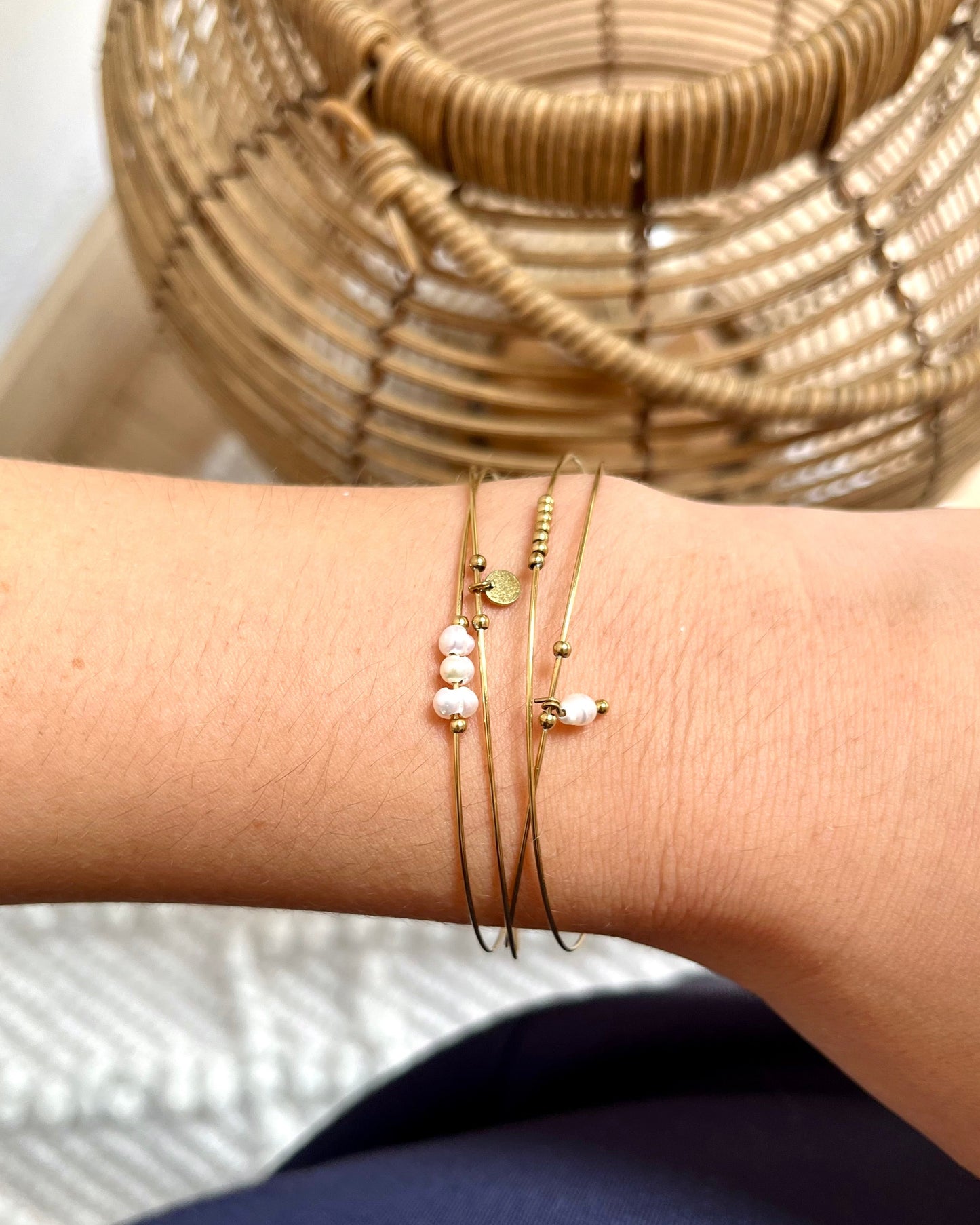 Lot de 4 joncs perles d'eau douce JONQUILLE