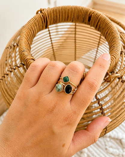 Bague avec 3 pierres naturelles GAIA