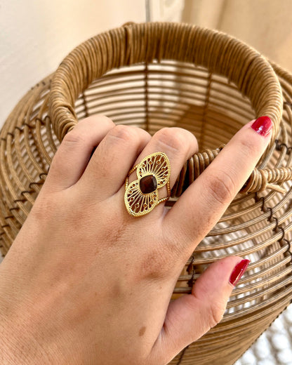Bague strass et pierre naturelle ASTRID