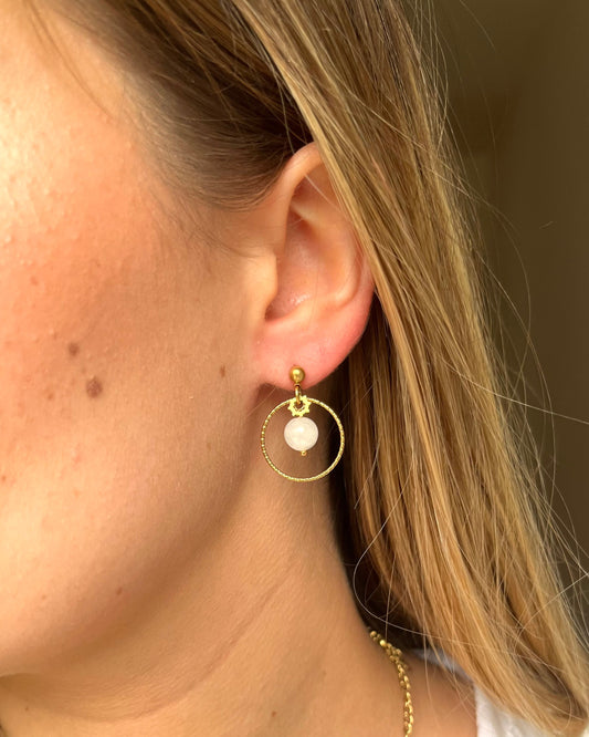 Boucles d'oreilles soleil et anneau CILIA