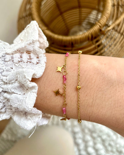 Bracelet double pierres naturelles étoiles CELESTE