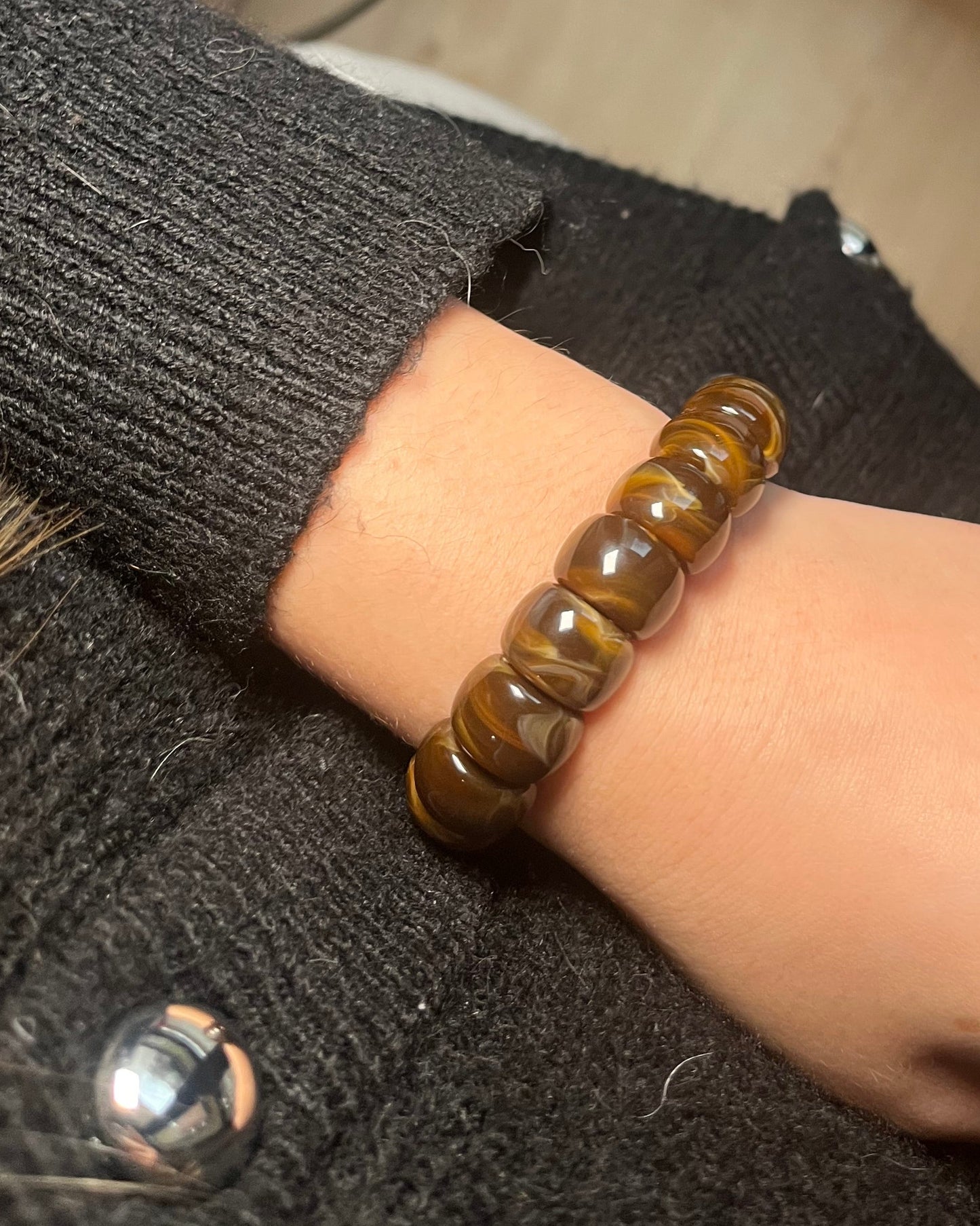 Bracelet résine marron élastique MARTINE