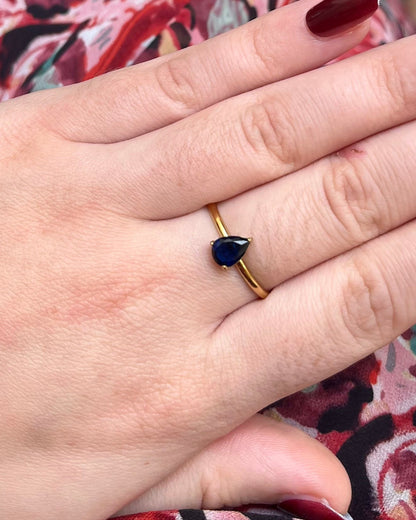 Bague strass goutte bleue Acier inoxydable KELLY