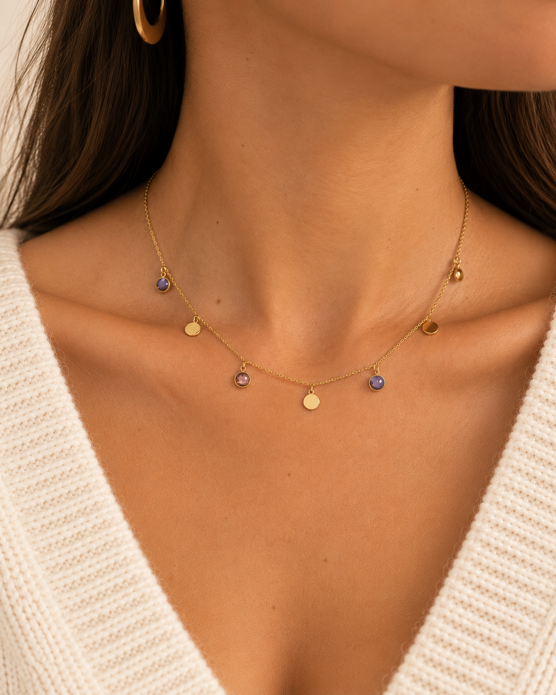 Précommande Collier pastilles et cristaux de Swarovski PERLIE