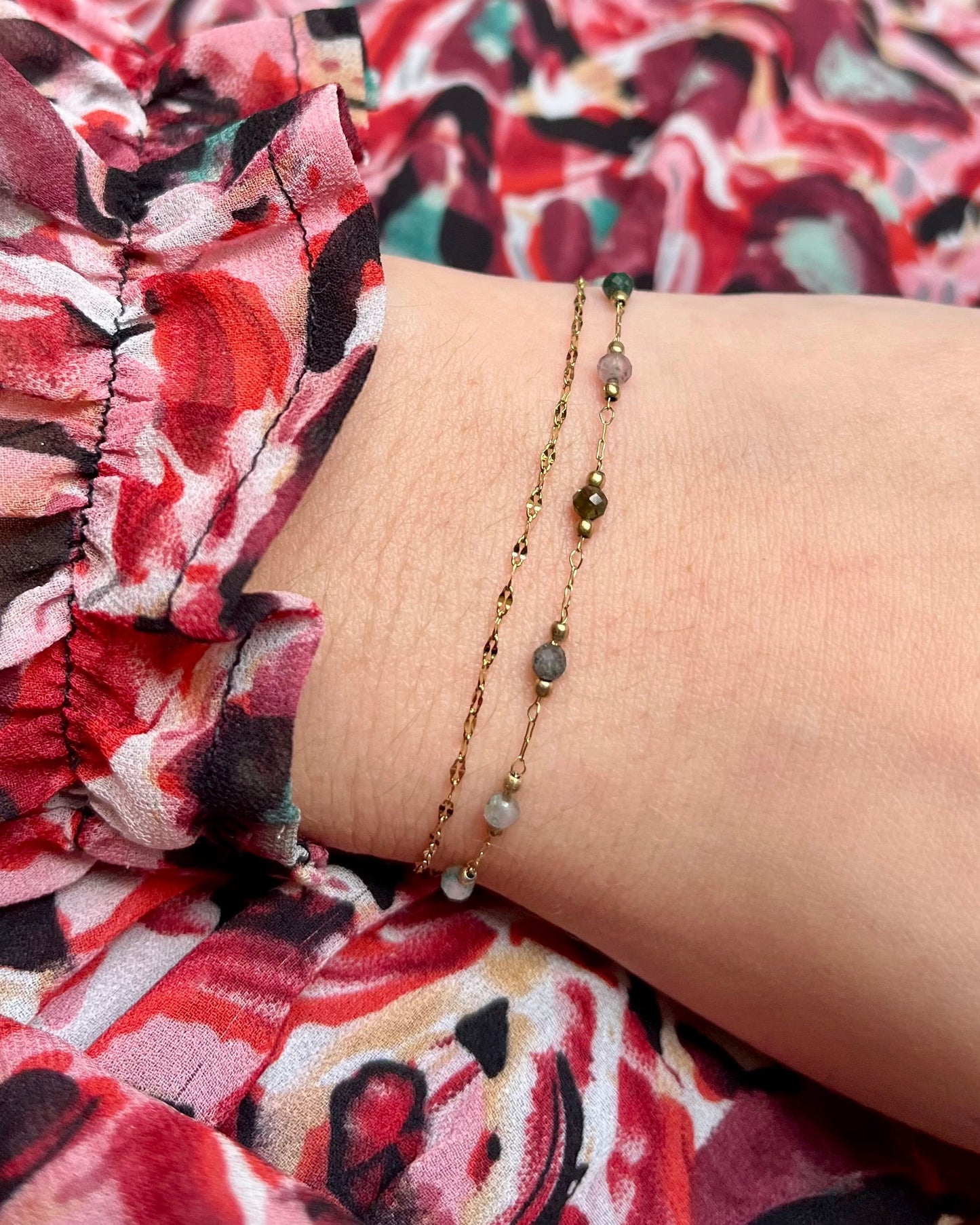 Bracelet double pierres naturelles agates indiennes AMAYA