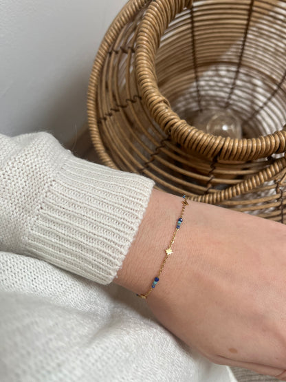 Bracelet doré avec pierres naturelles bleues MILAN